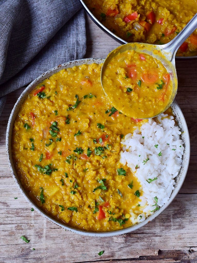 Red Lentil Dhal with rice