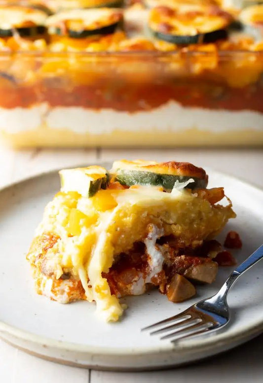 Baked Polenta with Mushrooms & Tomatoes