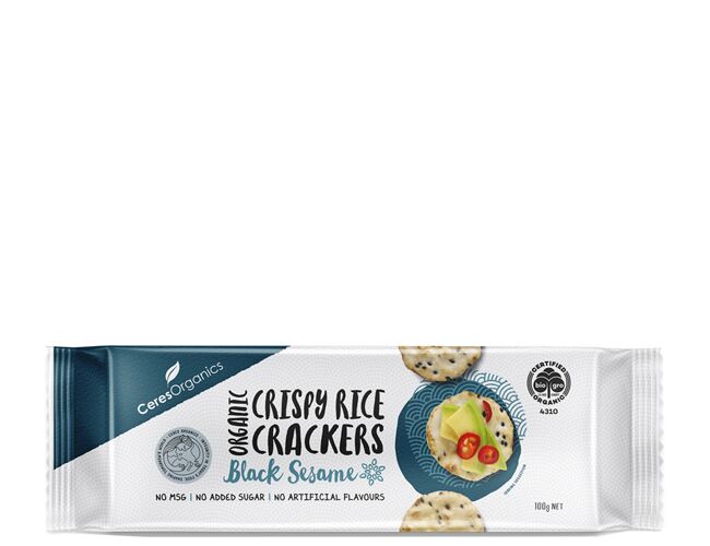 Ceres Organics Rice Crackers, Black Sesame, 100g