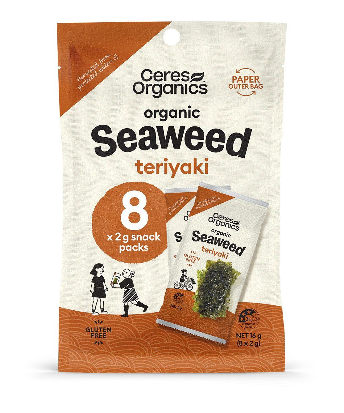 Ceres Organics Teriyaki BBQ Seaweed Snack Multipack, 8 x 2g