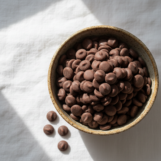 Organic Milk Chocolate Buttons in a Bowl